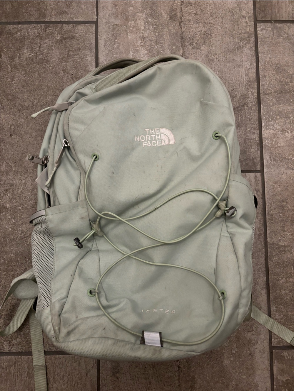 The North Face Mint Green Backpack with External Bungee